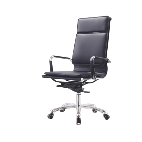 Black Leather High-Back Ergonomic Office Chair