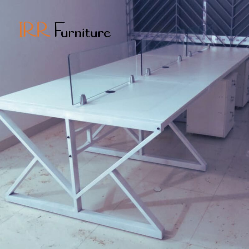 Executive desk with powder-coated MS frame and melamine