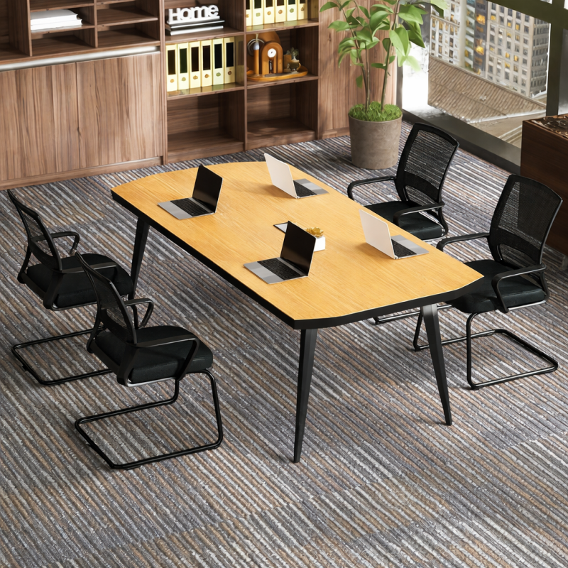 6–8 Seater Conference Table | Durable Office Meeting Table with Black Frame