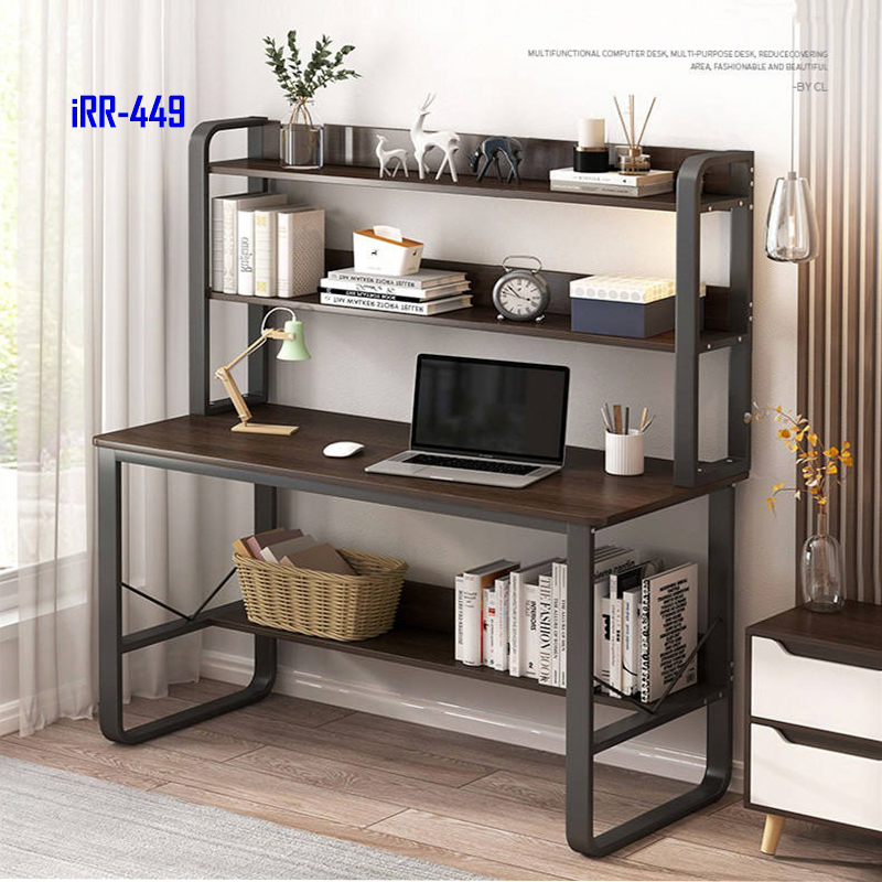 Simple Computer Table Office Desk with Bookshelf