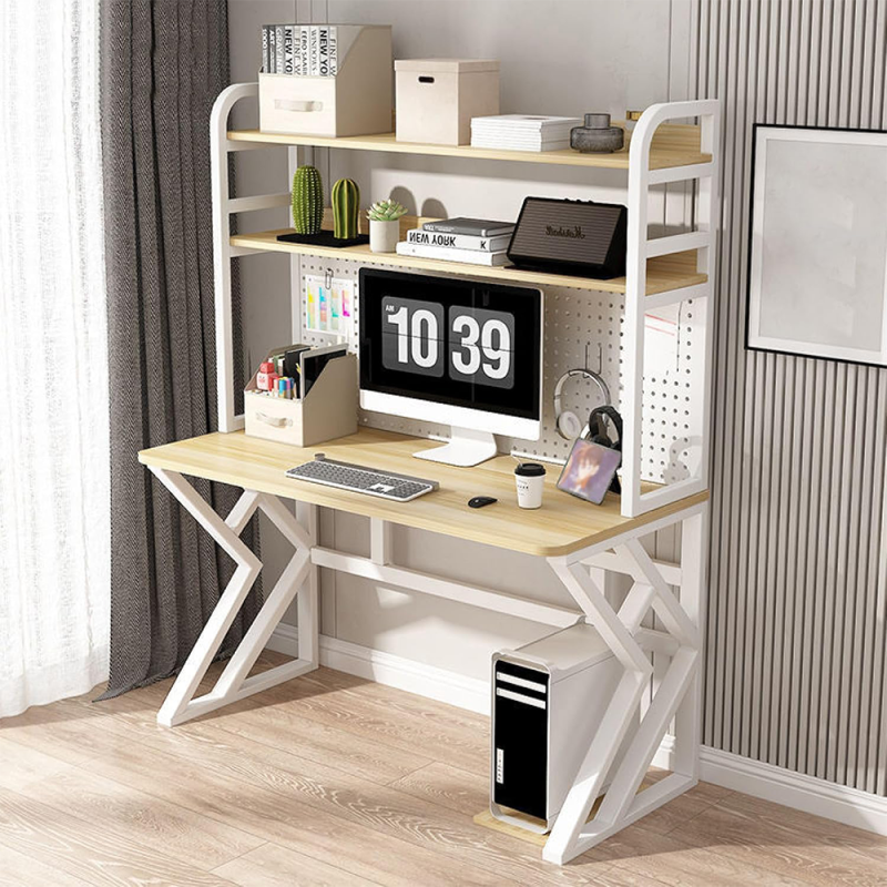 Computer Desk with Storage Shelves & Pegboard