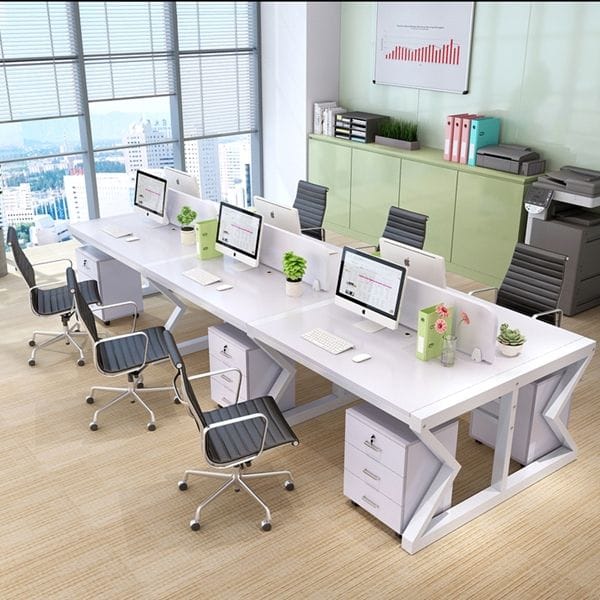 Workstation Six seat white -554-W Six seat Workstation